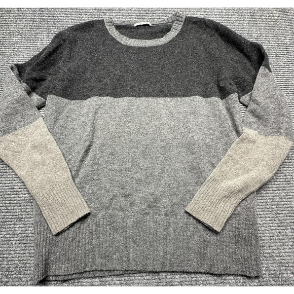 Crossley Sweater Mens Large Gray Colorblock Merino Wool Pullover Made in Italy - Picture 1 of 8